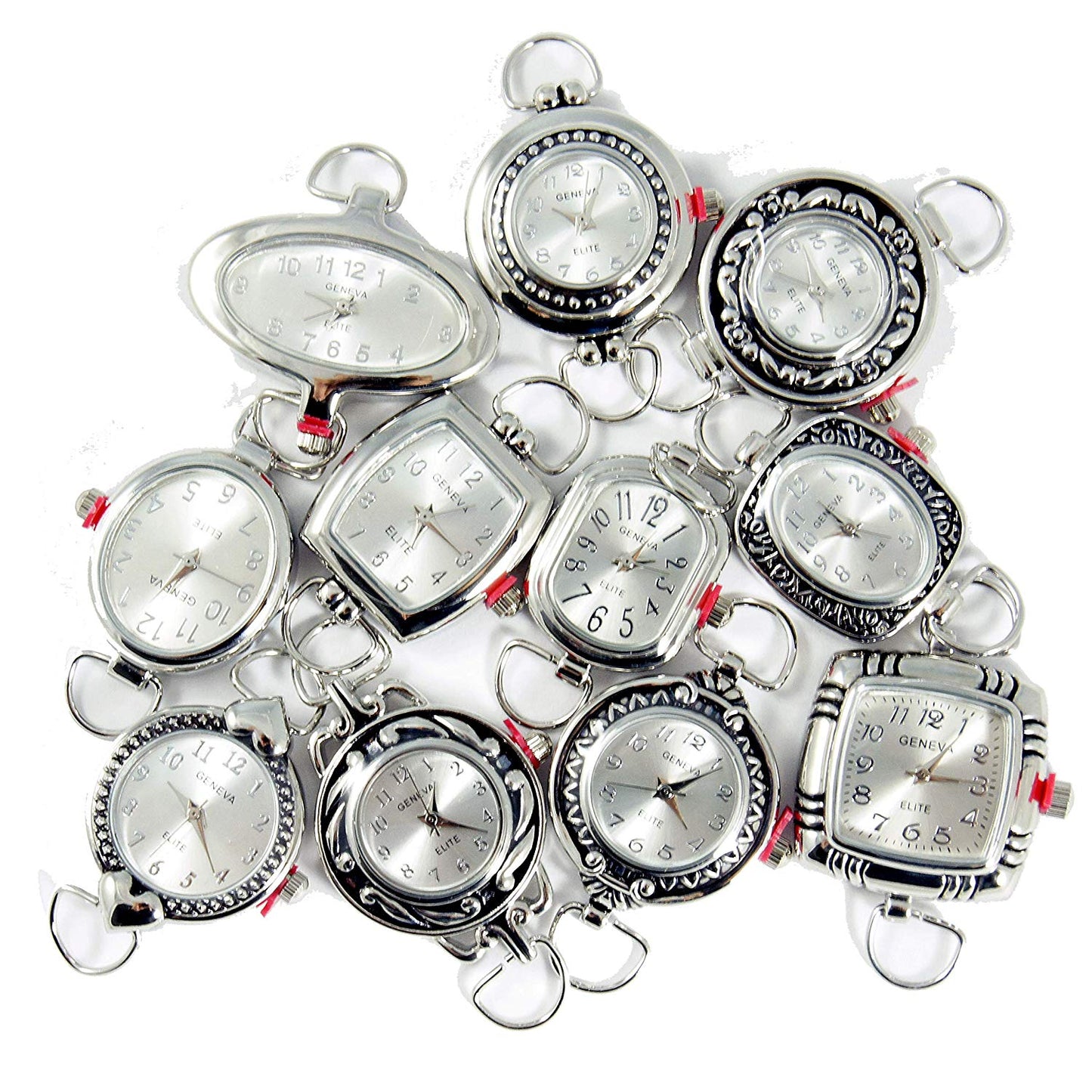 10 Mix Loop Watch Faces - Silver Tone