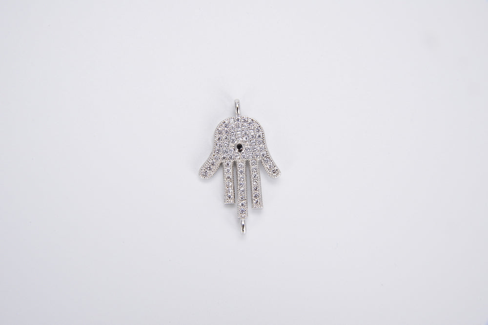 Micro pave Hamsa hand/Hand of Fatima connector