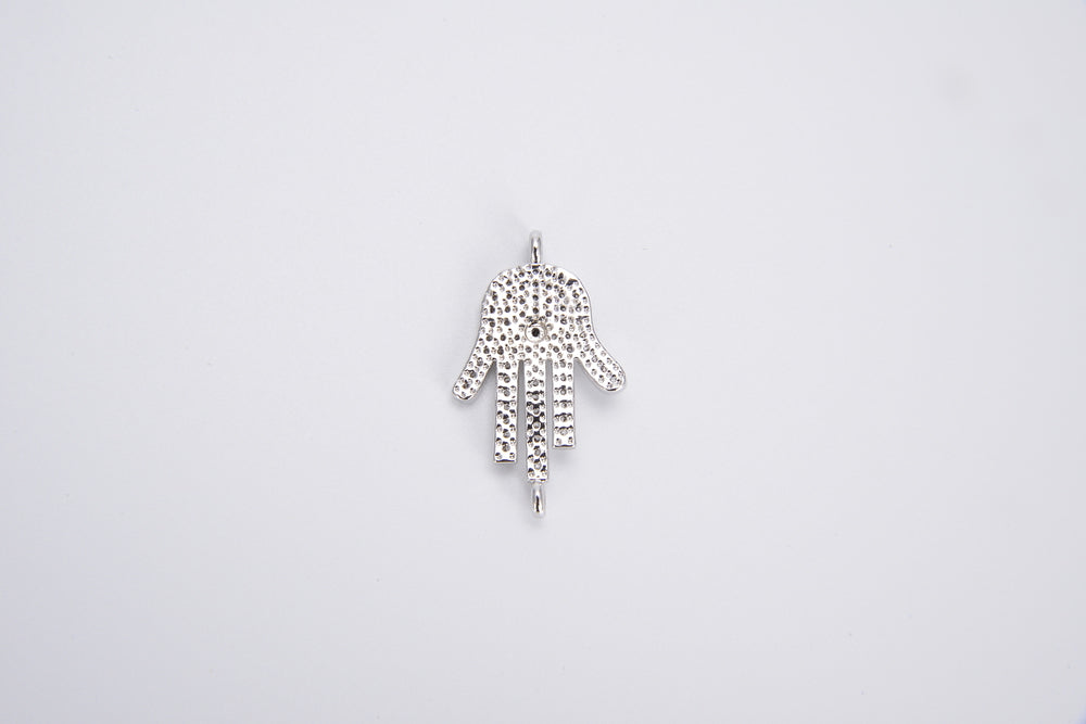 Micro pave Hamsa hand/Hand of Fatima connector
