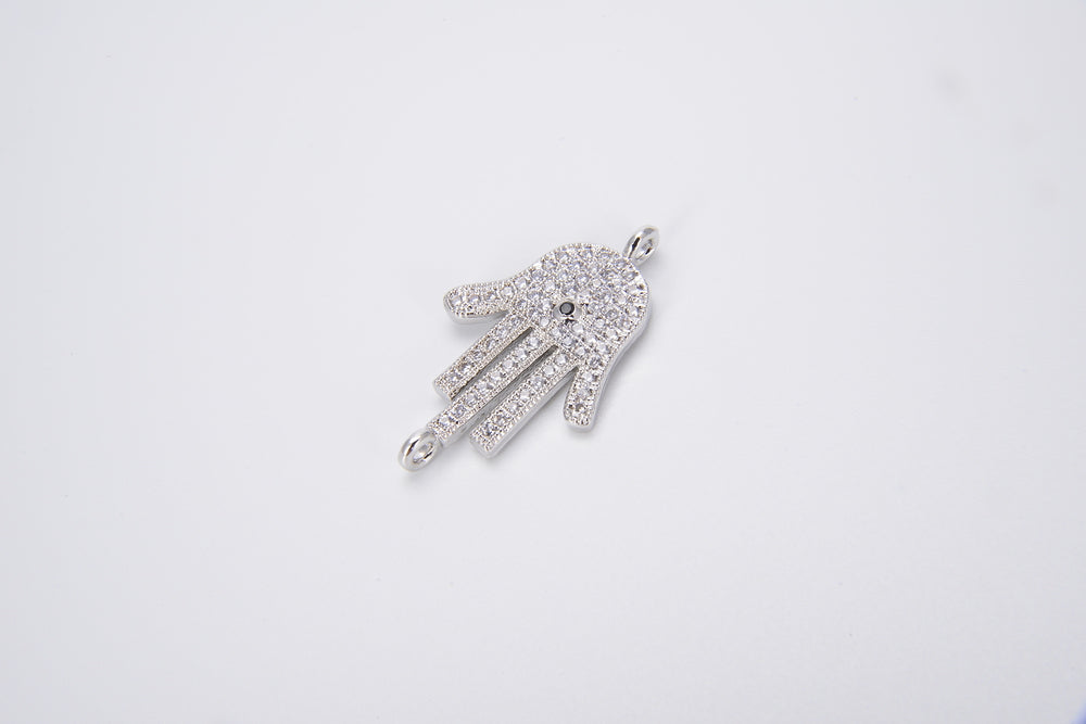 Micro pave Hamsa hand/Hand of Fatima connector