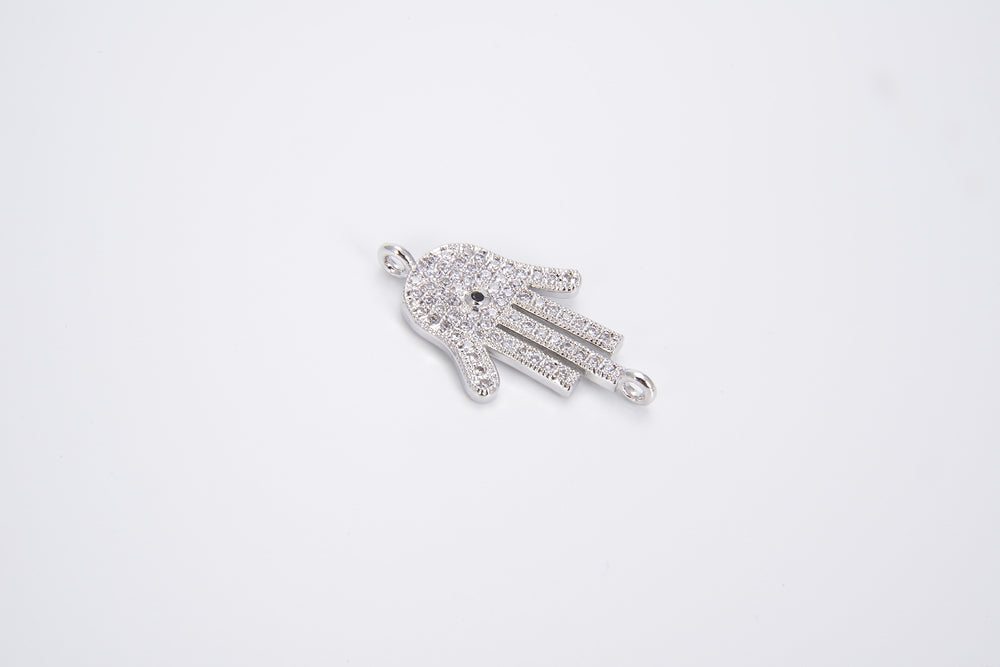 Micro pave Hamsa hand/Hand of Fatima connector