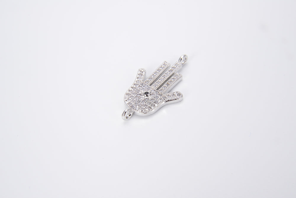 Micro pave Hamsa hand/Hand of Fatima connector