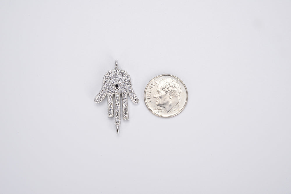 Micro pave Hamsa hand/Hand of Fatima connector